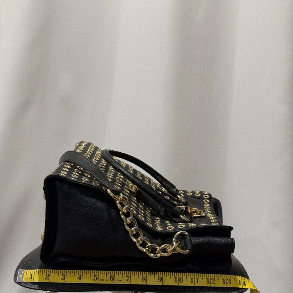 Michael Kors Hamilton Large Black Tote with Gold Accents and Chain - Picture 8 of 10